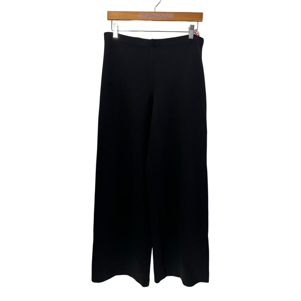Jones & Co Womens Wide Leg Stretch Pull On Pants Black Ponte Medium Work Office